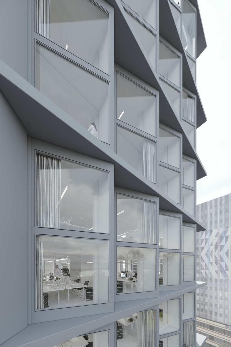 Modules métalliques de façade de Scope (ex Rives de Seine à Paris), avec LAN - Perspectives : LAN